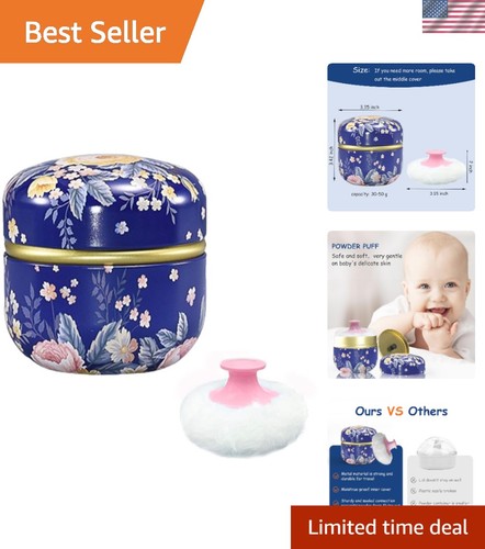 Portable dark blue powder puff - blue,